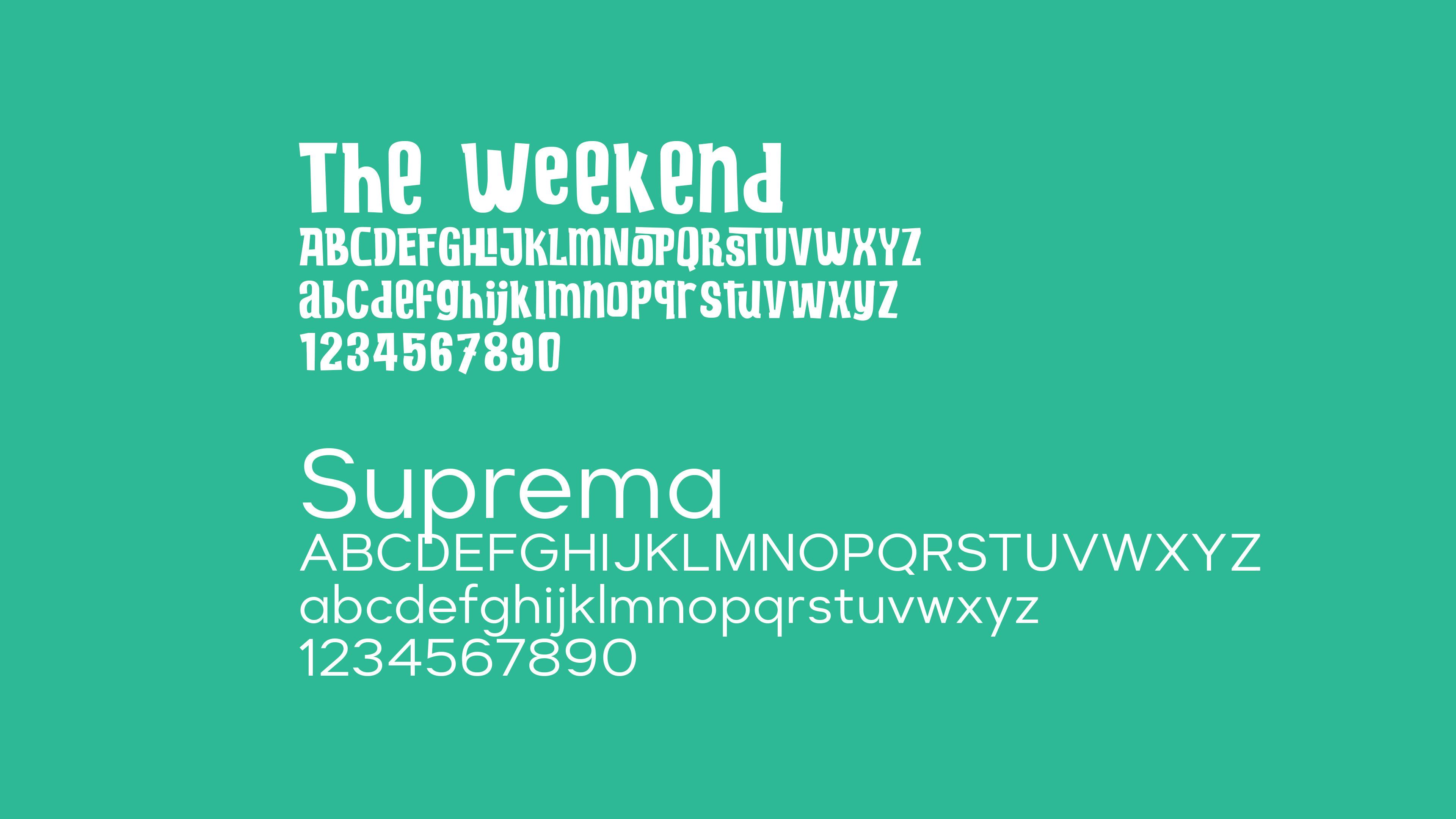 Fonts for Aquamen: The Weekend and Suprema