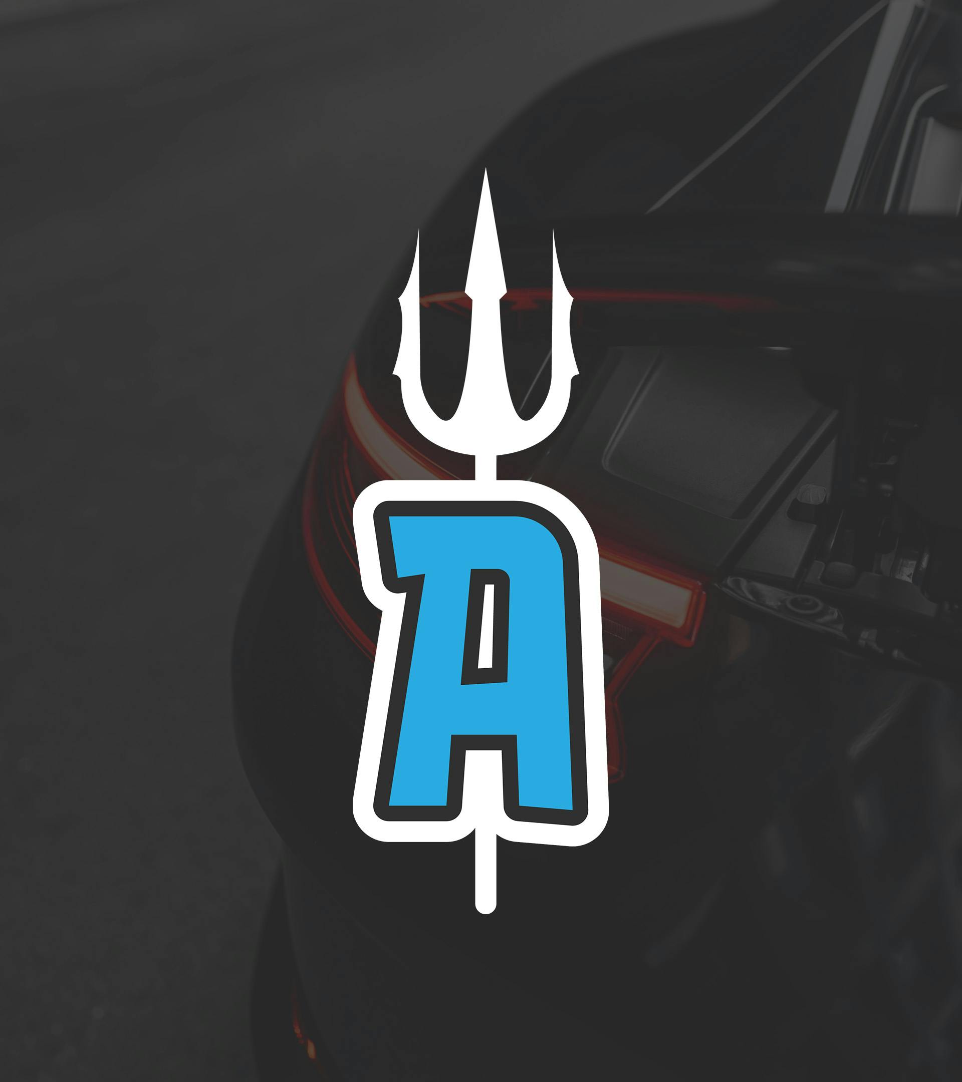 Aquamen icon with a car taillight in the background