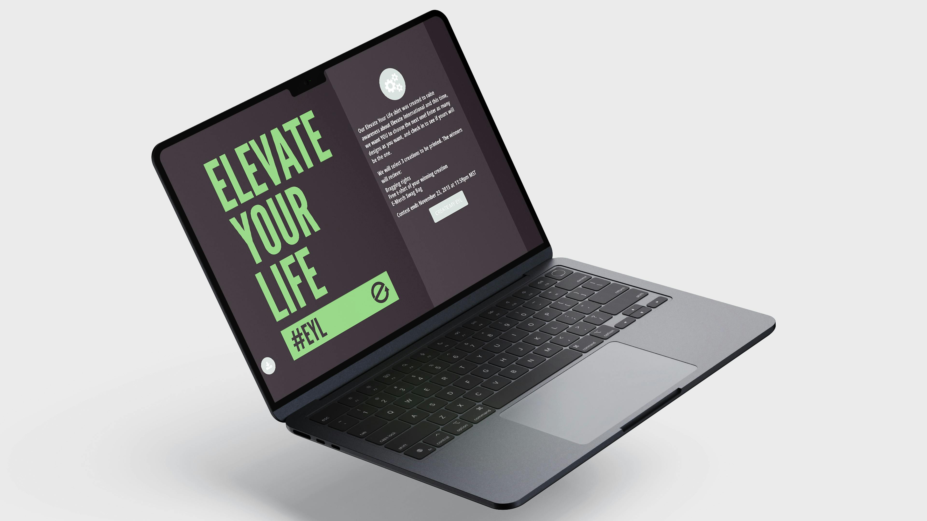 A mockup of a Macbook with the homepage of MyEYL